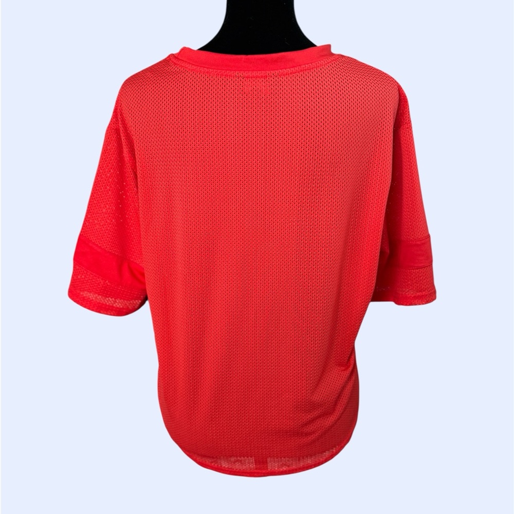 Bebe mesh logo tee red short sleeve top size S Y2K sporty clubwear - Picture 5 of 9